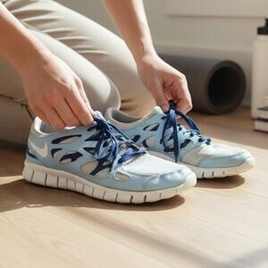 Nike Womens Free Run Plus 2 555340 Blue White Running Shoes Sneakers Sz 6